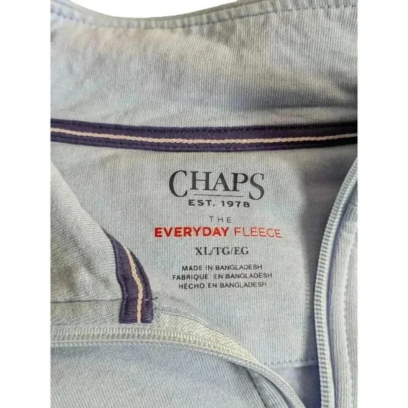 Chaps Men's XL Blue Everyday Fleece 1/4 Zip Sweatshirt with Front Pocket - Picture 7 of 8